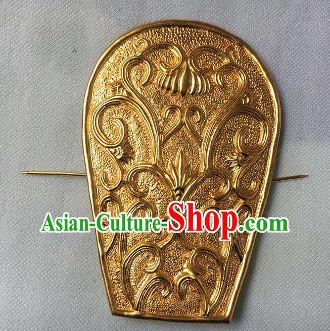Chinese Ancient Emperor Golden Hairdo Crown Traditional Han Dynasty Prince Headwear