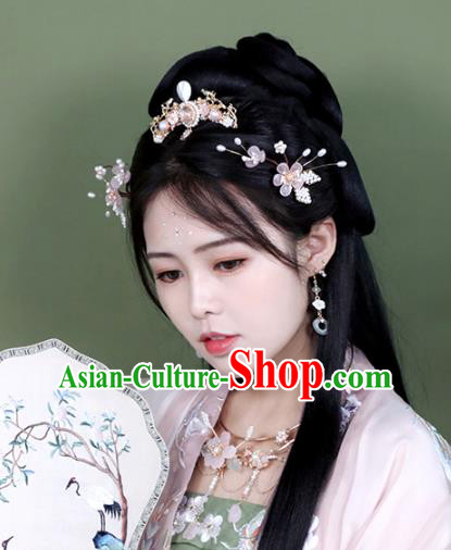 Chinese Ancient Palace Beauty Tassel Hairpin Traditional Ming Dynasty Princess Shell Hair Crown