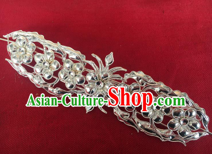 Chinese Traditional Ming Dynasty Hanfu Hair Accessories Ancient Fairy Argent Plum Blossom Hairpin