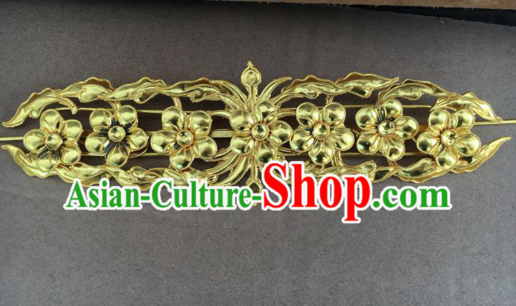 Chinese Traditional Ming Dynasty Queen Hair Accessories Ancient Court Woman Golden Plum Blossom Hairpin