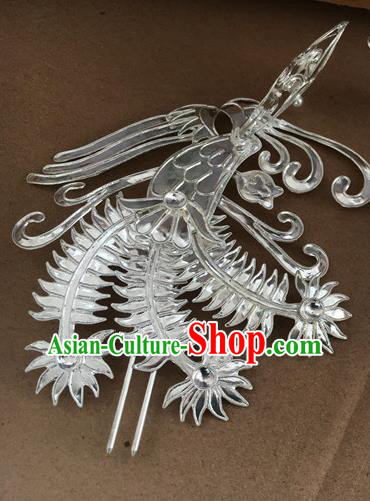 Chinese Ancient Queen Silver Phoenix Hairpin Traditional Ming Dynasty Empress Hair Stick