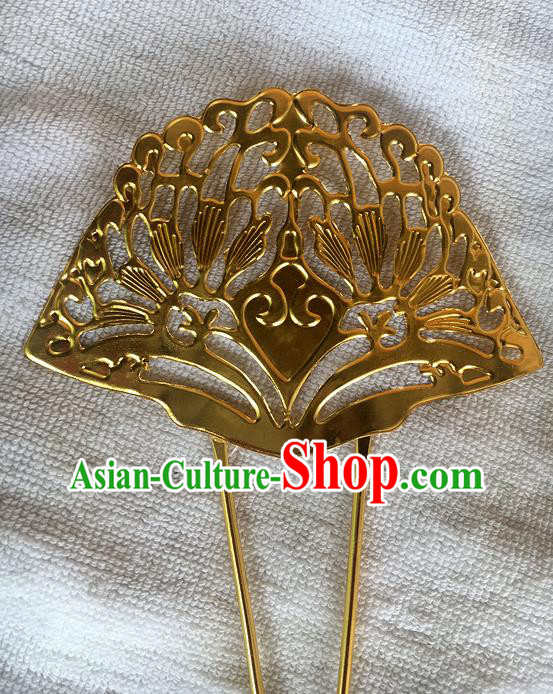 Chinese Ancient Palace Lady Golden Hairpin Traditional Tang Dynasty Princess Hair Stick