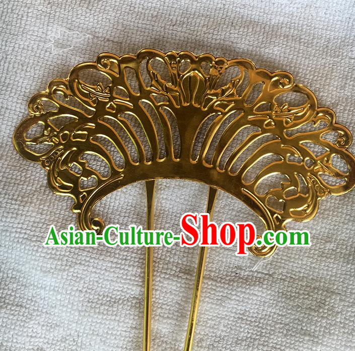 Chinese Ancient Royal Queen Golden Hairpin Traditional Tang Dynasty Empress Hair Stick