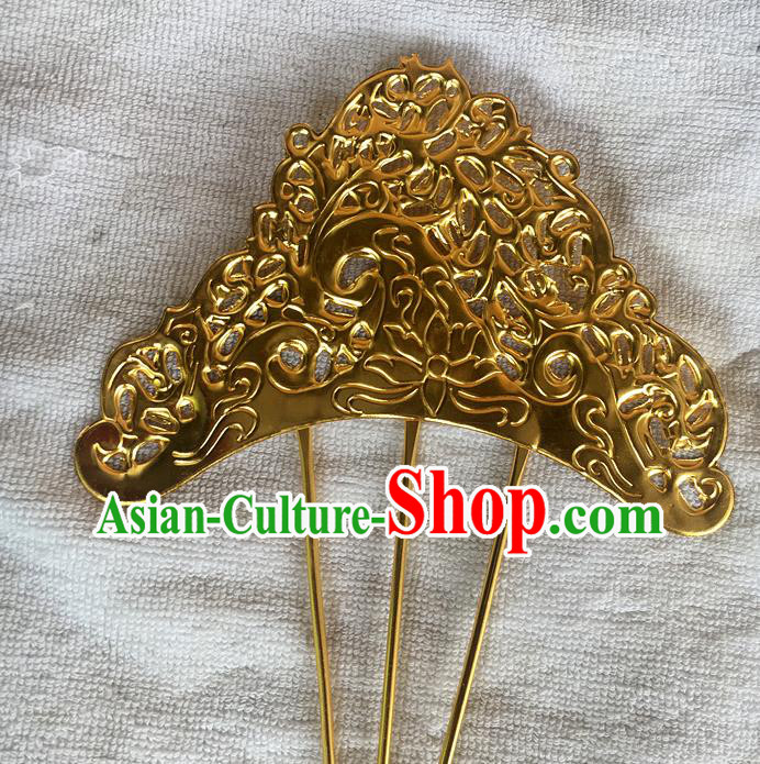 Chinese Ancient Empress Hairpin Traditional Tang Dynasty Queen Golden Hair Comb