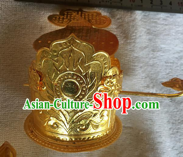 Chinese Ancient Tang Dynasty Royal Prince Hair Accessories Traditional Wedding Golden Hairdo Crown