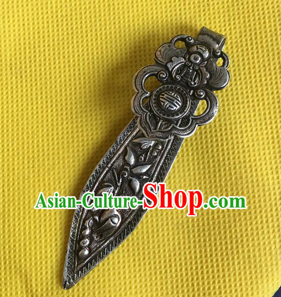 Chinese Ancient Empress Silver Hairpin Headwear Traditional Qing Dynasty Hair Stick