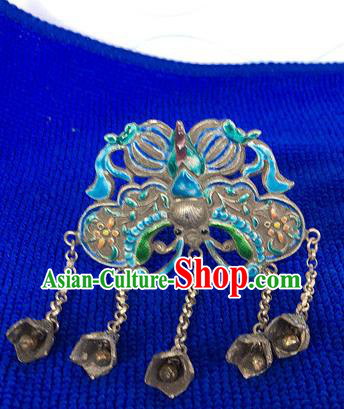 Chinese Ancient Palace Princess Hairpin Traditional Qing Dynasty Court Lady Cloisonne Butterfly Tassel Hair Stick