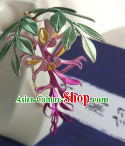 Chinese Song Dynasty Hair Accessories Ancient Princess Hair Clip Traditional Silk Wisteria Hairpin