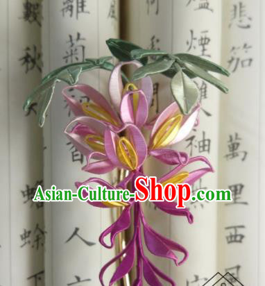Chinese Song Dynasty Hair Accessories Ancient Princess Hair Clip Traditional Silk Wisteria Hairpin