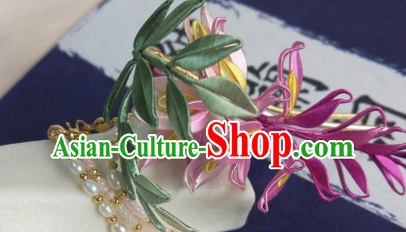 Chinese Song Dynasty Hair Accessories Ancient Princess Hair Clip Traditional Silk Wisteria Hairpin