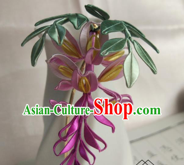 Chinese Song Dynasty Hair Accessories Ancient Princess Hair Clip Traditional Silk Wisteria Hairpin