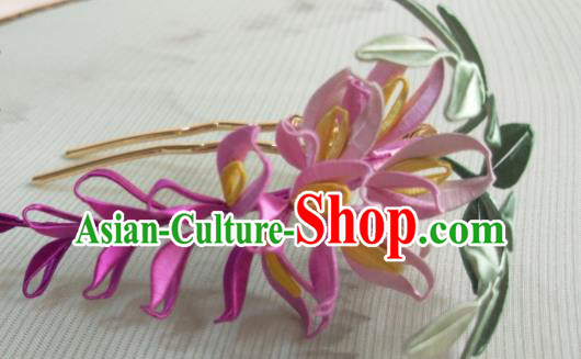 Chinese Song Dynasty Hair Accessories Ancient Princess Hair Clip Traditional Silk Wisteria Hairpin