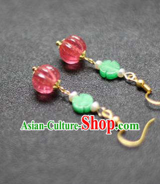 Handmade China Pearls Earrings Traditional Qing Dynasty Empress Jade Ear Accessories