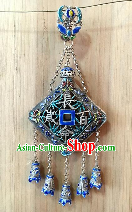 Chinese Handmade Silver Breastpin Pendant Traditional Cheongsam Cloisonne Brooch Accessories