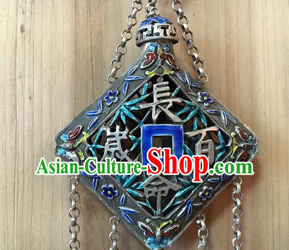 Chinese Handmade Silver Breastpin Pendant Traditional Cheongsam Cloisonne Brooch Accessories