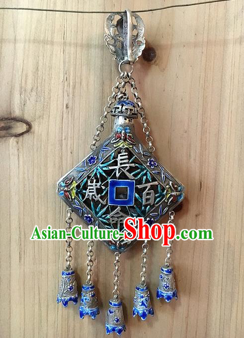 Chinese Handmade Silver Breastpin Pendant Traditional Cheongsam Cloisonne Brooch Accessories