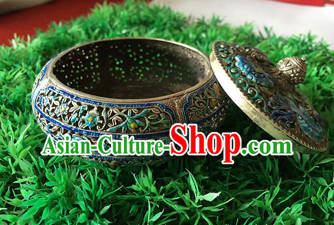 Handmade China National Silver Carving Craft Traditional Enamel Censer