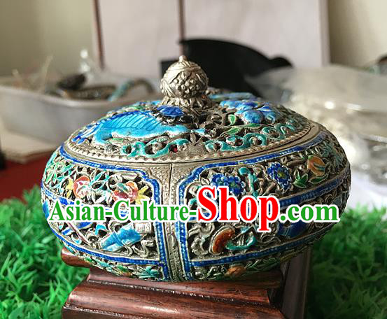 Handmade China National Silver Carving Craft Traditional Enamel Censer