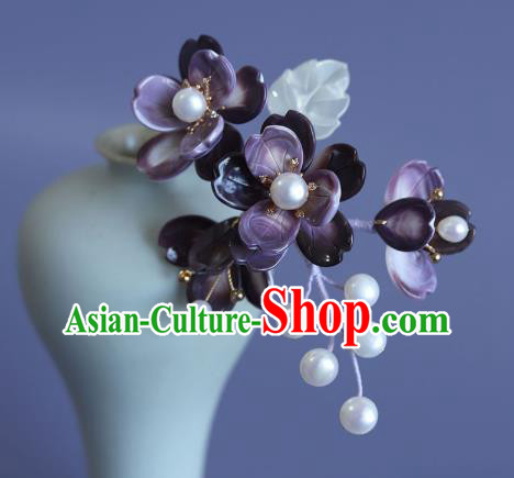 Chinese Ancient Princess Purple Flowers Hair Stick Traditional Hanfu Hair Accessories Hairpin