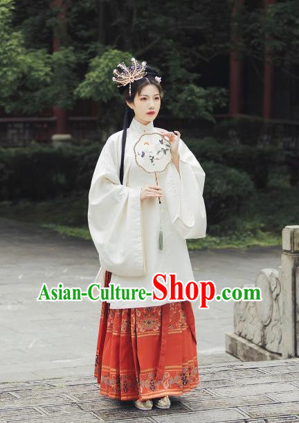 Traditional China Ming Dynasty Historical Clothing Ancient Patrician Mistress Costumes Complete Set