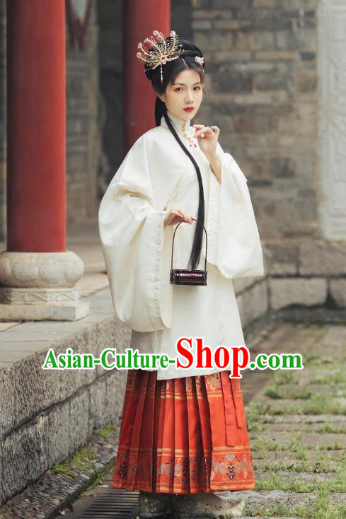 Traditional China Ming Dynasty Historical Clothing Ancient Patrician Mistress Costumes Complete Set