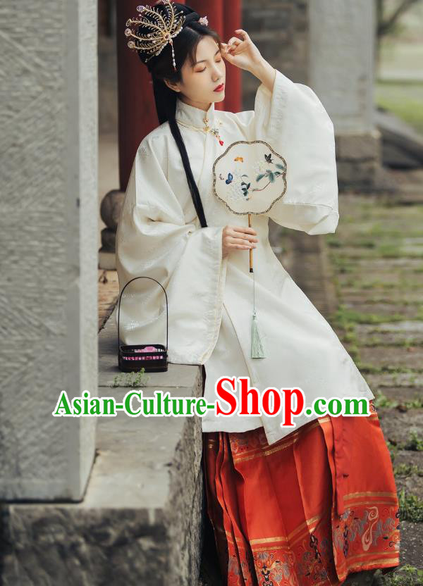 Traditional China Ming Dynasty Historical Clothing Ancient Patrician Mistress Costumes Complete Set