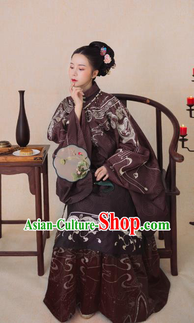 China Ancient Court Woman Hanfu Costumes Traditional Ming Dynasty Imperial Countess Historical Clothing