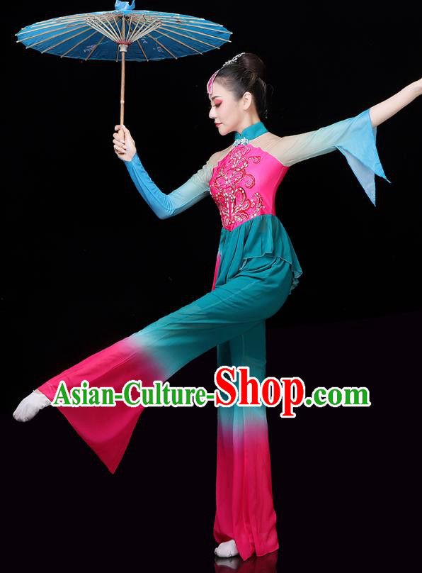 China Traditional Folk Dance Stage Performance Outfits Umbrella Dance Yangko Dance Clothing