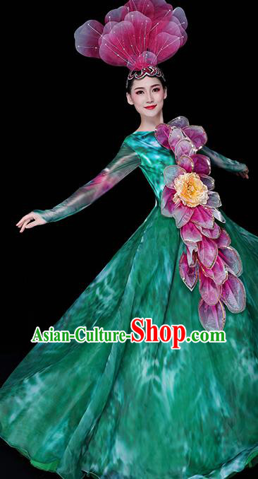 China Modern Dance Group Dance Clothing Spring Festival Gala Opening Dance Green Dress