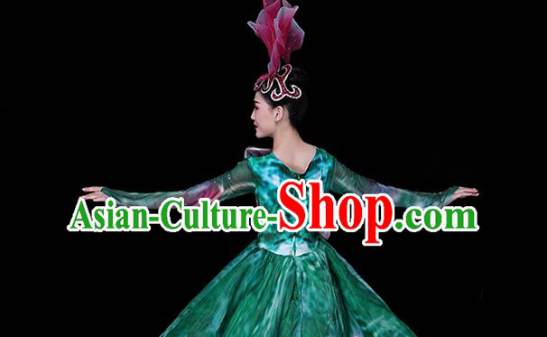 China Modern Dance Group Dance Clothing Spring Festival Gala Opening Dance Green Dress