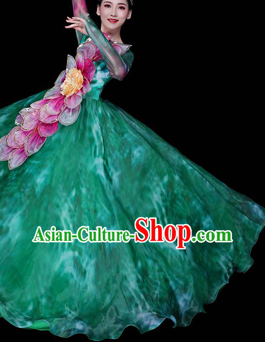 China Modern Dance Group Dance Clothing Spring Festival Gala Opening Dance Green Dress