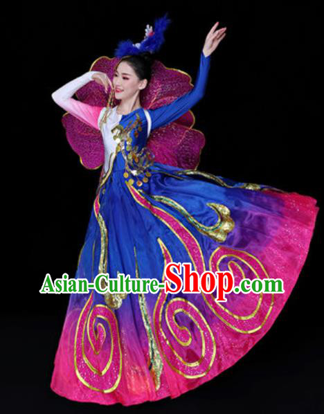 China Modern Dance Stage Performance Clothing Spring Festival Gala Opening Dance Group Dance Royalblue Dress