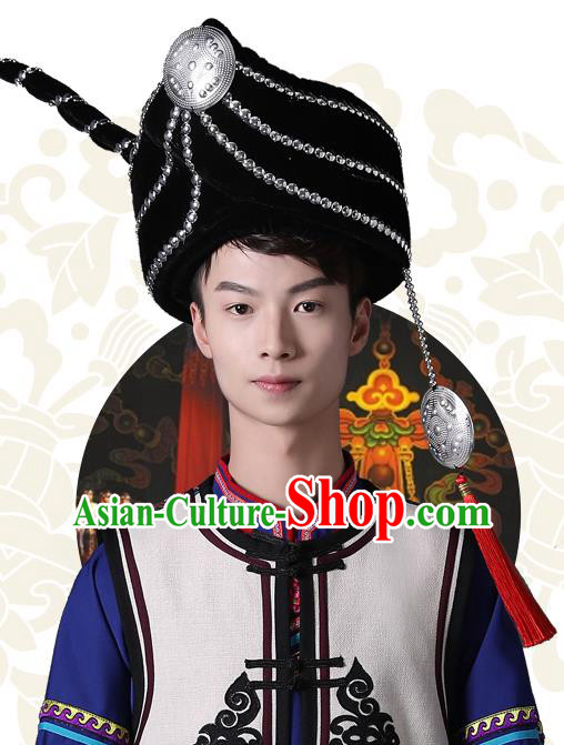 China Yi Nationality Male Headwear Traditional Ethnic Festival Falk Dance Hat