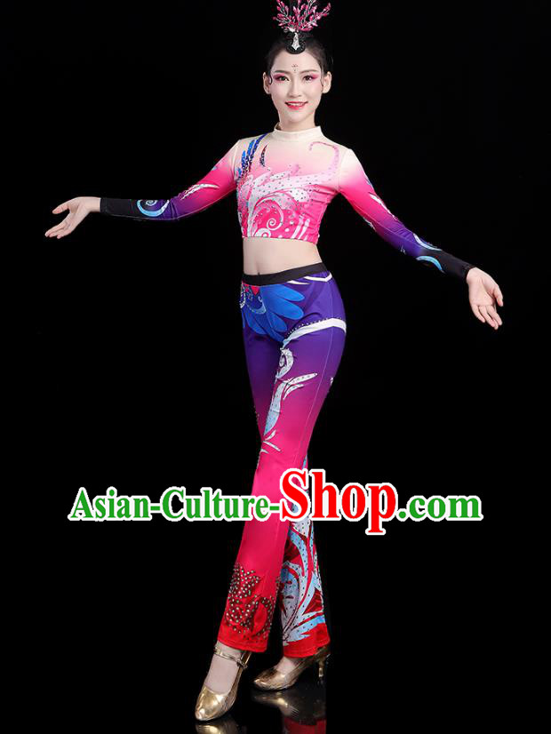 China Group Dance Costume Cheerleading Girl Outfits Aerobics Bodybuilding Competition Clothing