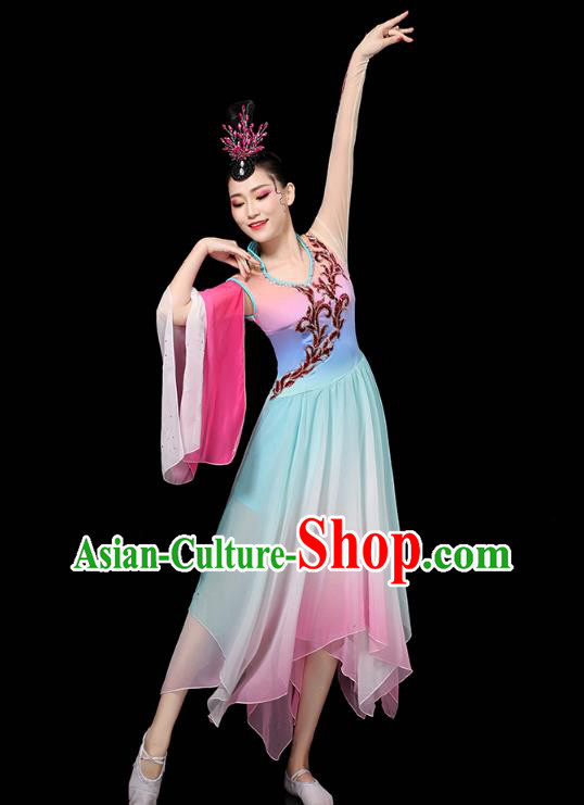 Chinese Group Dance Clothing Classical Dance Dress Traditional Umbrella Dance Performance Costume
