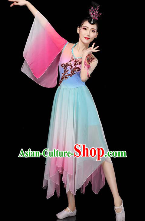 Chinese Group Dance Clothing Classical Dance Dress Traditional Umbrella Dance Performance Costume