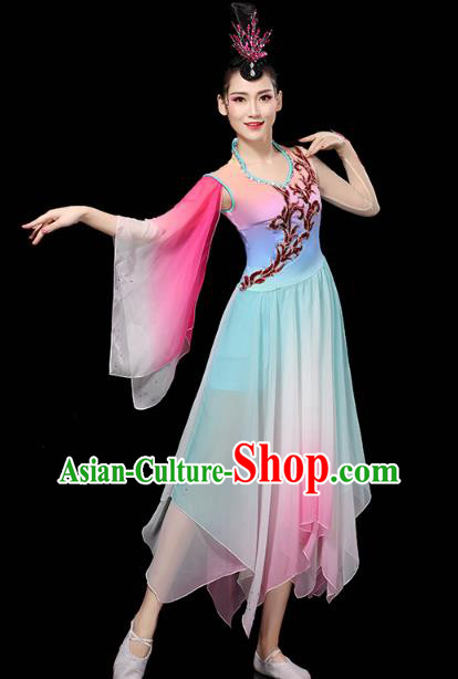 Chinese Group Dance Clothing Classical Dance Dress Traditional Umbrella Dance Performance Costume