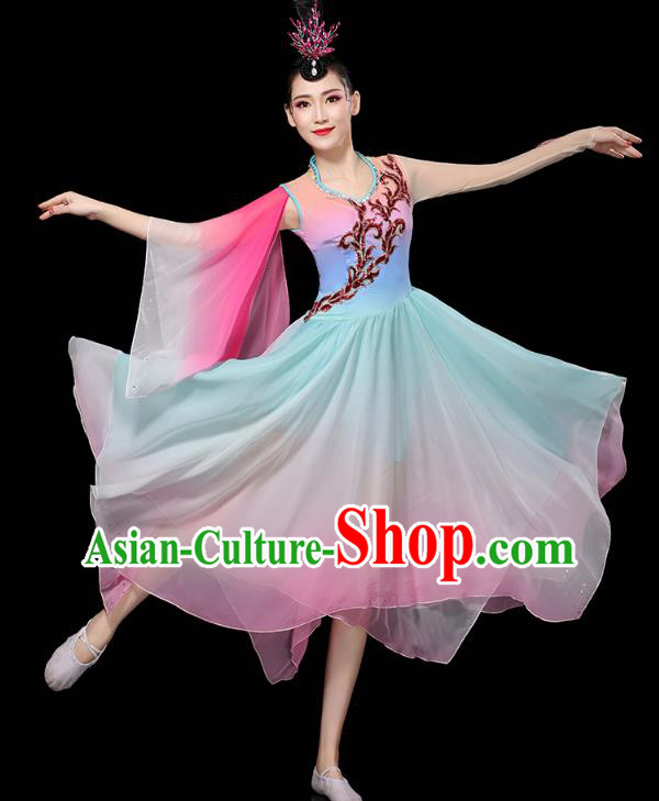 Chinese Group Dance Clothing Classical Dance Dress Traditional Umbrella Dance Performance Costume