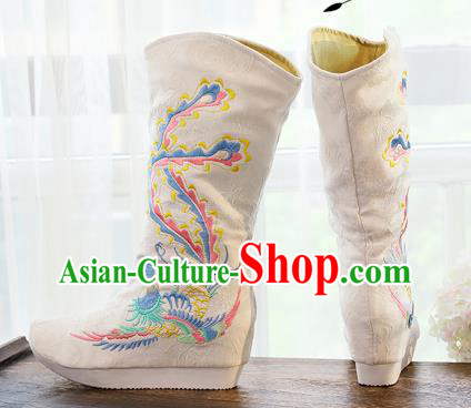 Chinese National Embroidered Cloth Shoes Traditional Hanfu Swordsman White Boots