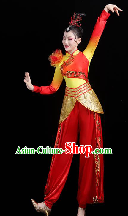 China Traditional Folk Dance Drum Dance Outfits New Year Yangko Dance Performance Clothing