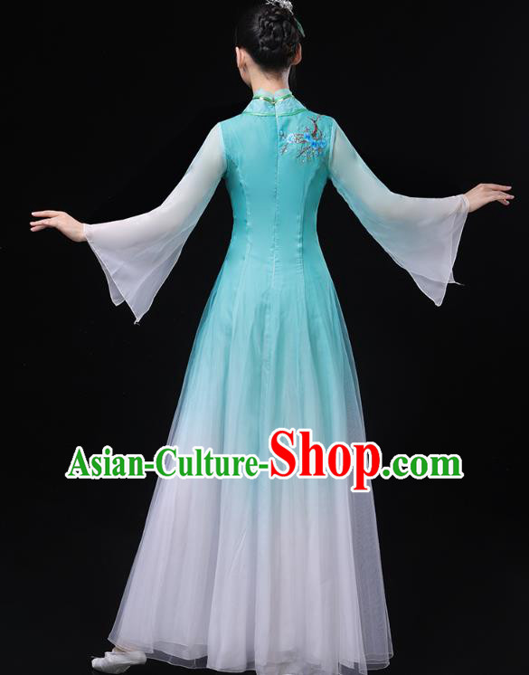 Chinese Classical Dance Blue Dress Traditional Goddess Group Dance Costume Umbrella Dance Clothing