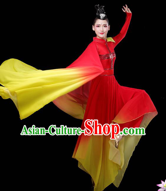 China Woman Chorus Modern Dance Clothing Spring Festival Gala Opening Dance Performance Red Dress