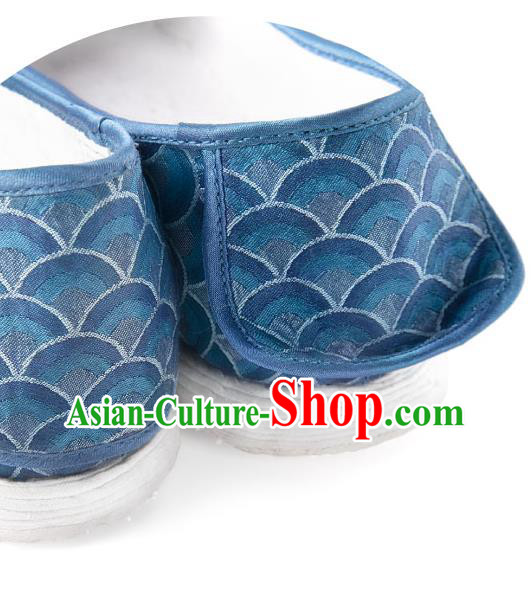 China National Dragon Horn Shoes Traditional Hanfu Shoes Handmade Navy Cloth Shoes