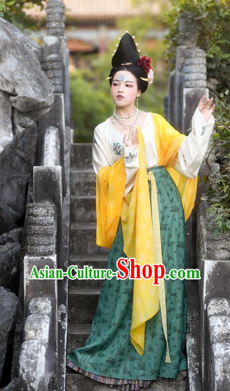 Traditional China Tang Dynasty Court Lady Historical Costumes Ancient Imperial Consort Hanfu Dress