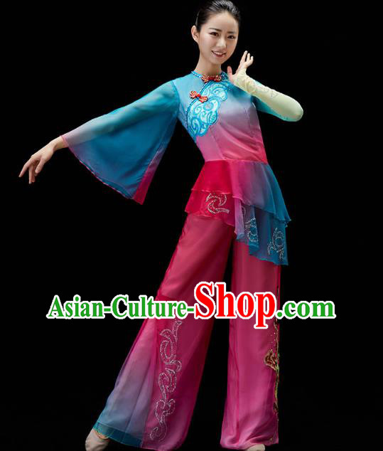 China Yangko Dance Clothing Traditional Folk Dance Umbrella Dance Performance Outfits