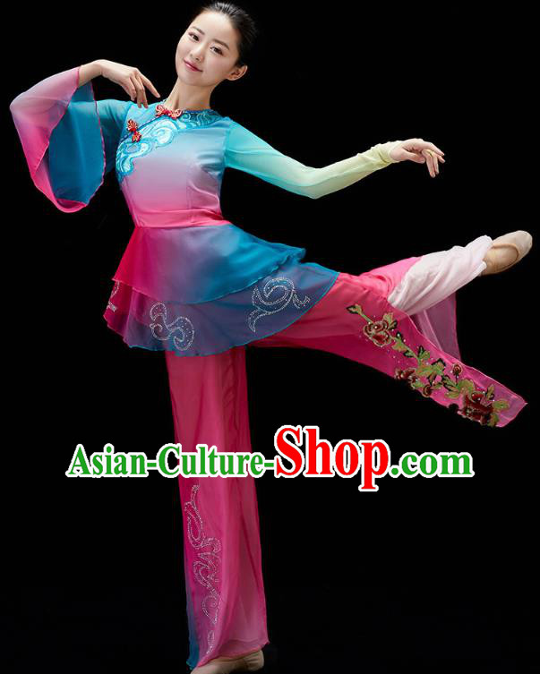 China Yangko Dance Clothing Traditional Folk Dance Umbrella Dance Performance Outfits