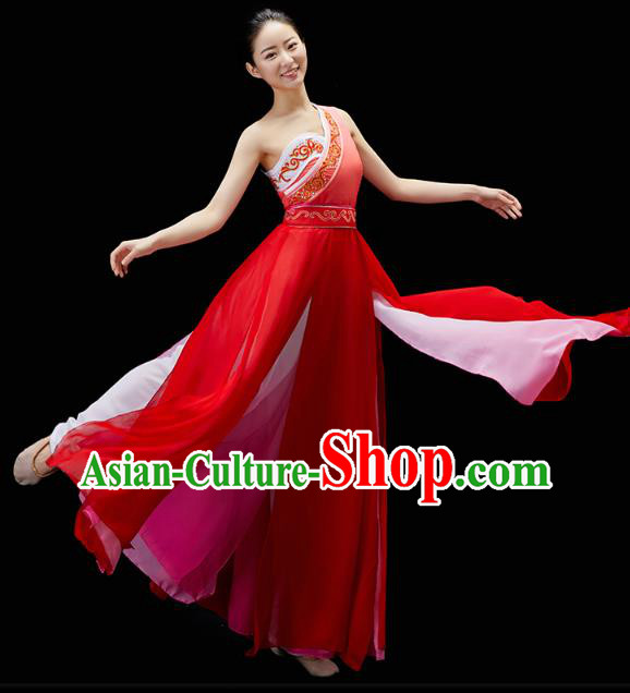 China Solo Dance Clothing Classical Dance Red Dress Traditional Umbrella Dance Garment