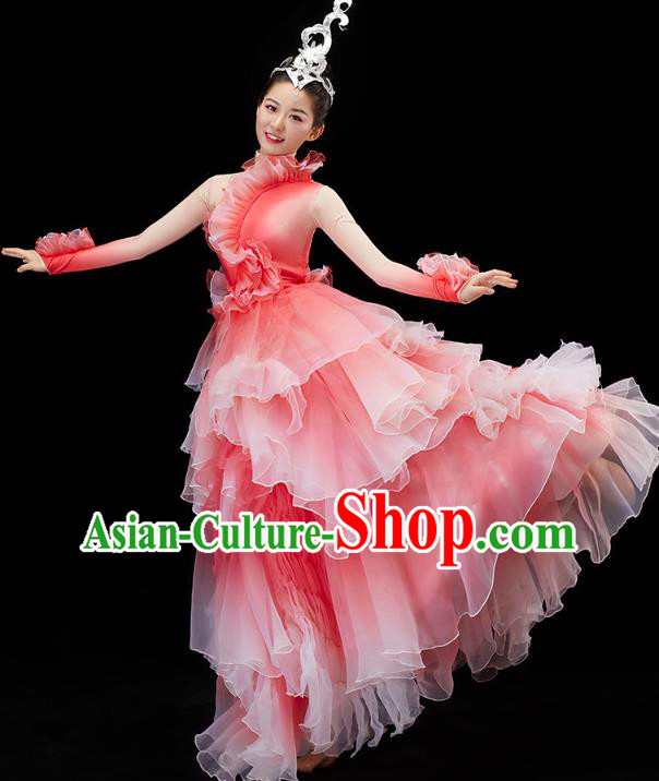 Chinese Flower Dance Modern Dance Costume Traditional Spring Festival Gala Opening Dance Group Dance Red Dress