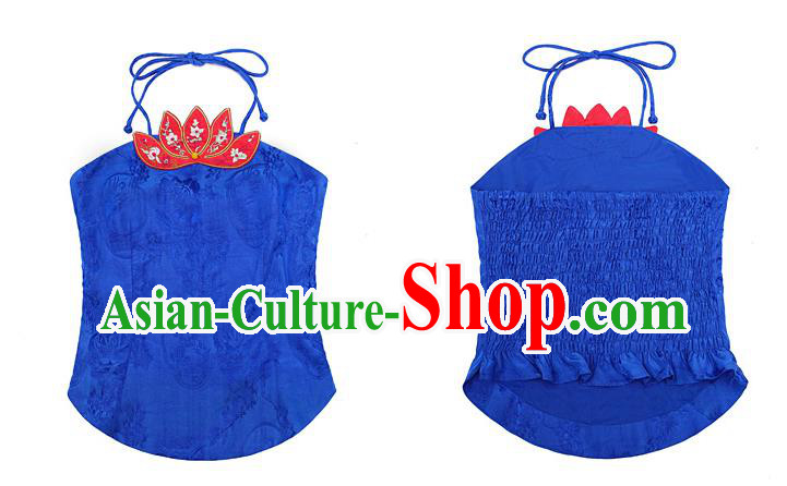 China Traditional Embroidered Royalblue Sun Top Clothing National Tang Suit Upper Outer Garment Stomachers