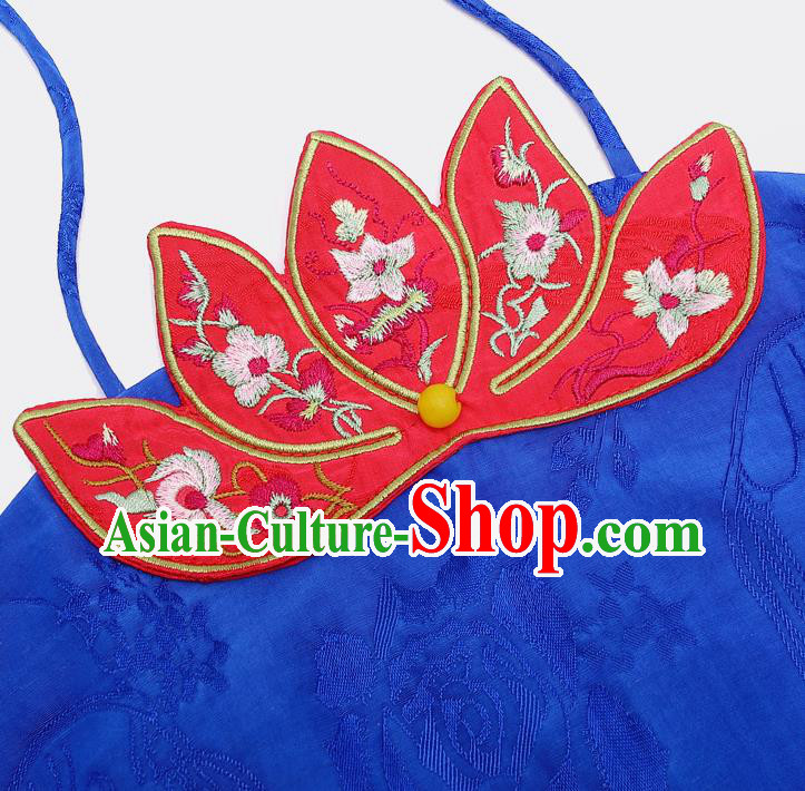 China Traditional Embroidered Royalblue Sun Top Clothing National Tang Suit Upper Outer Garment Stomachers